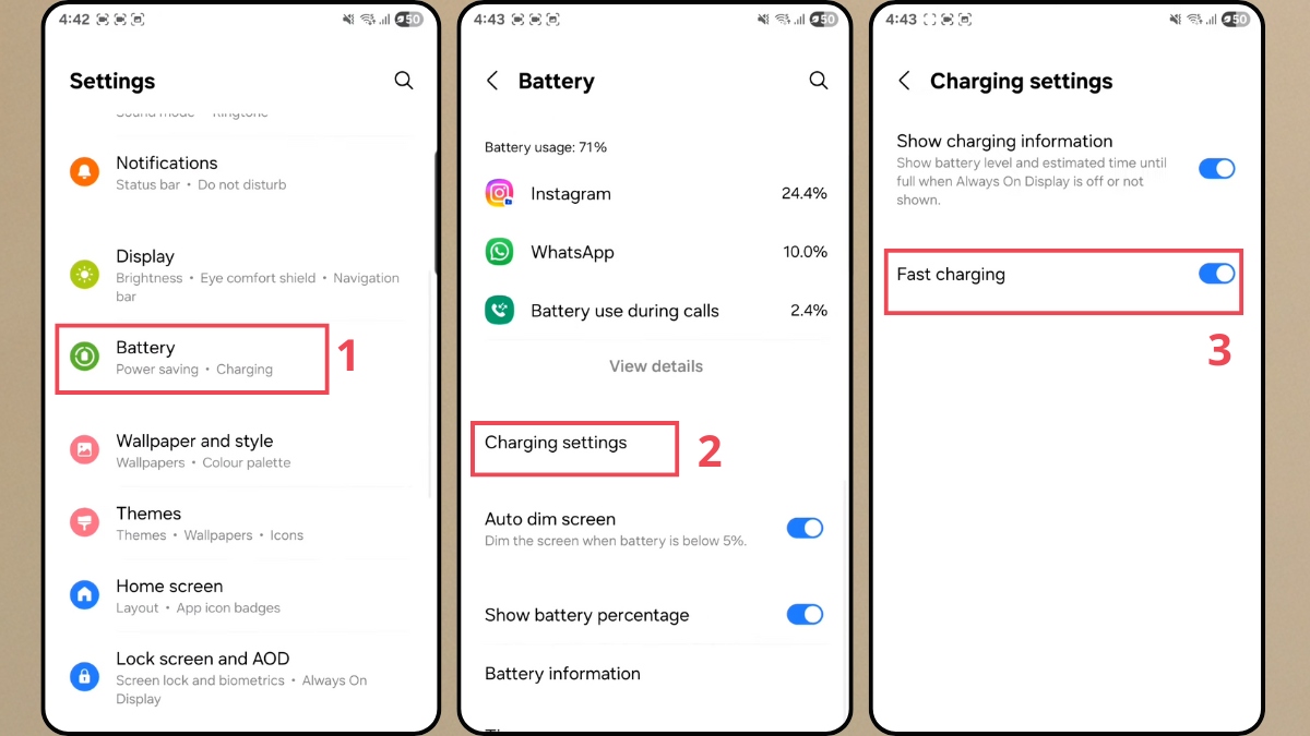 Bật sạc nhanh trên Samsung