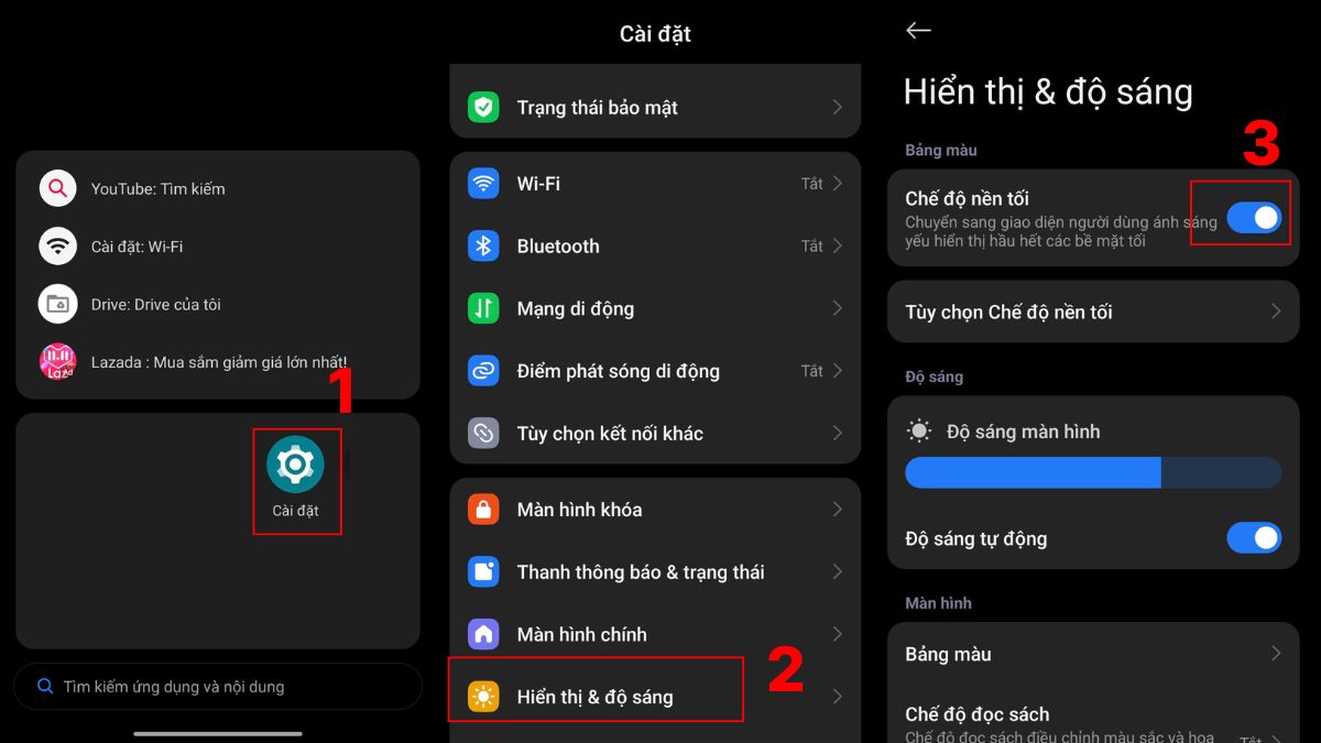 Bật chế độ nền tối trên điện thoại