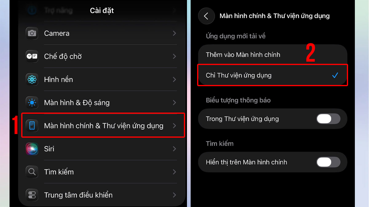 Thao tác đưa ứng dụng vừa tải vào Chỉ Thư viện ứng dụng