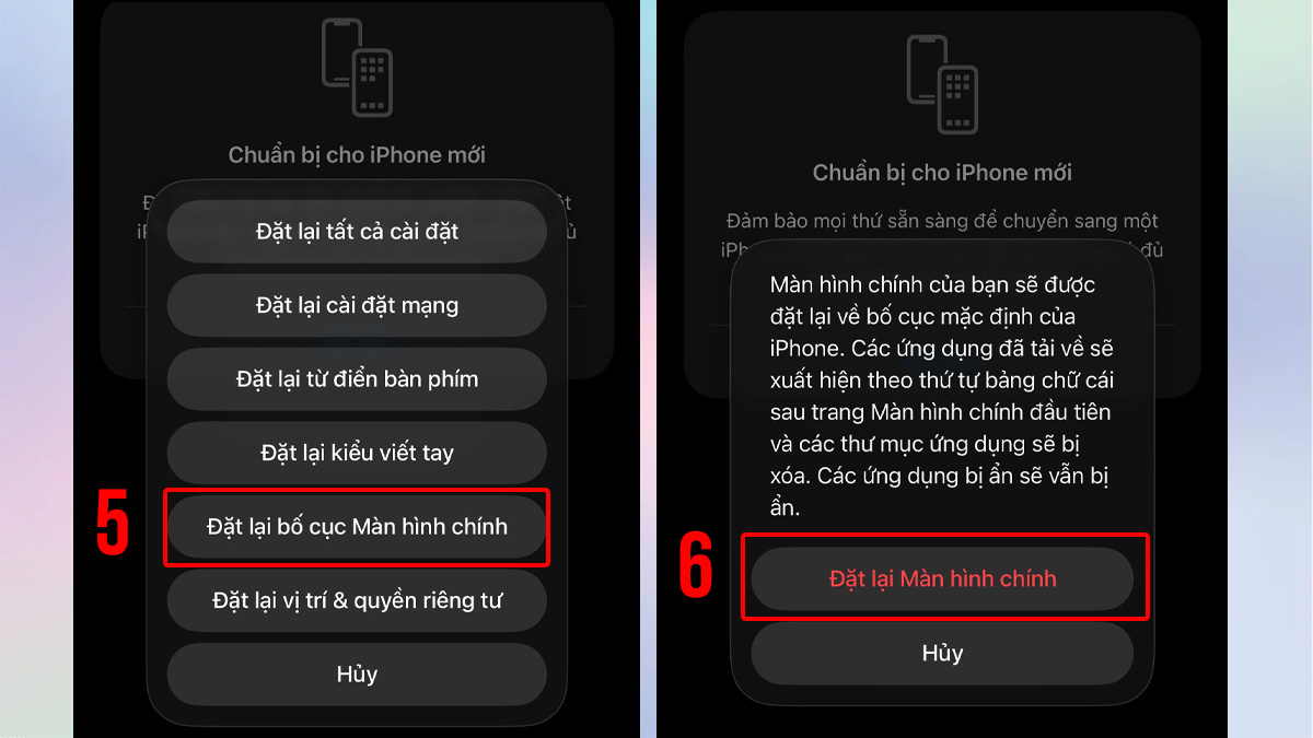 Thiết lập lại bố cục màn hình chính