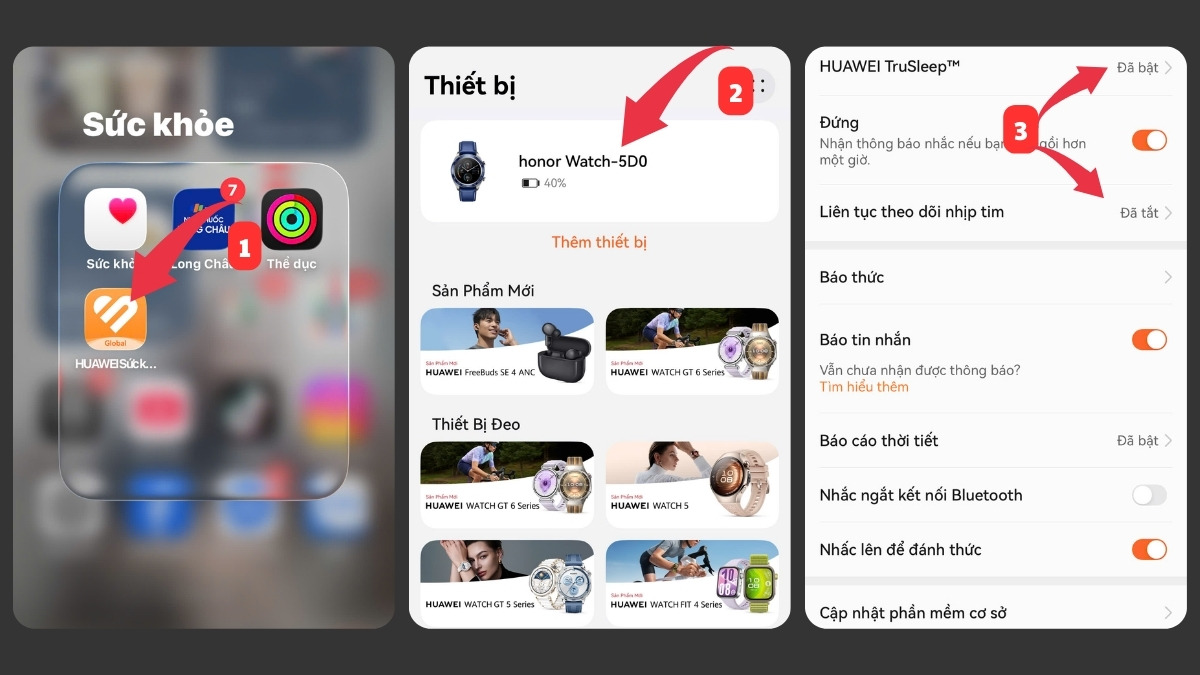 Bật tính năng thiết lập đo lường sức khỏe