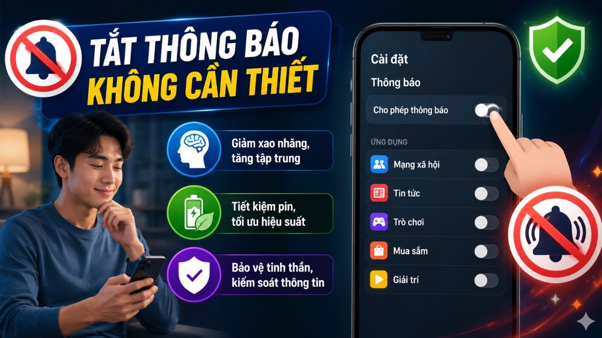 Kiểm soát thông báo để hạn chế xao nhãng