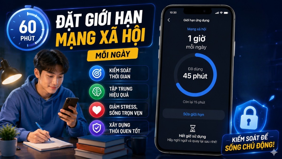 Đặt giới hạn thời gian dùng mạng xã hội mỗi ngày