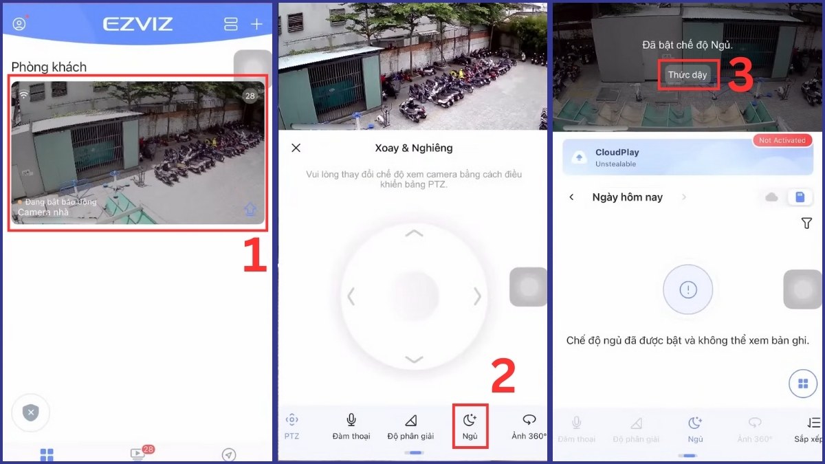 Bật, tắt camera theo chế độ Ngủ