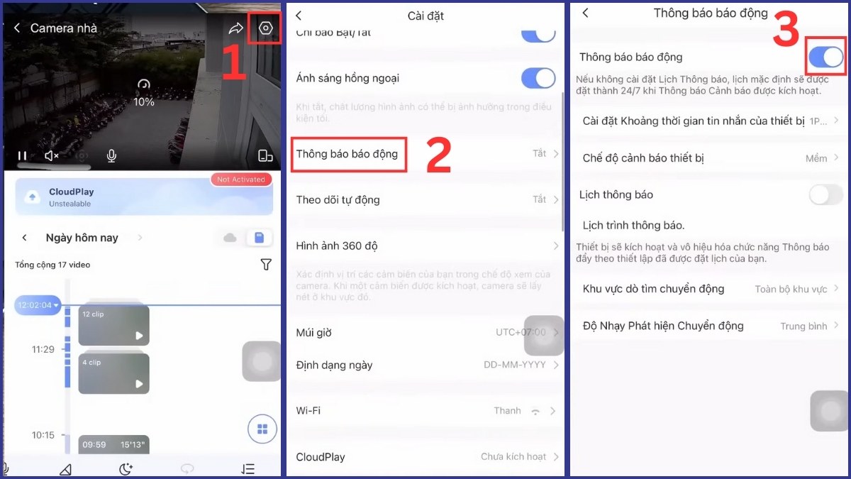 Ezviz cho phép tùy chỉnh thông báo báo động