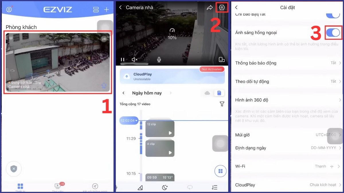 Bật chế độ ban đêm cho camera Ezviz