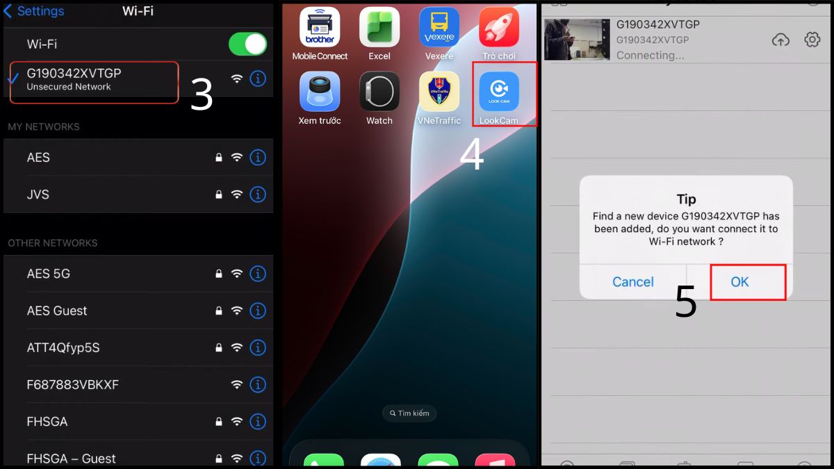 Bật mạng do camera phát ra và cho phép kết nối mạng