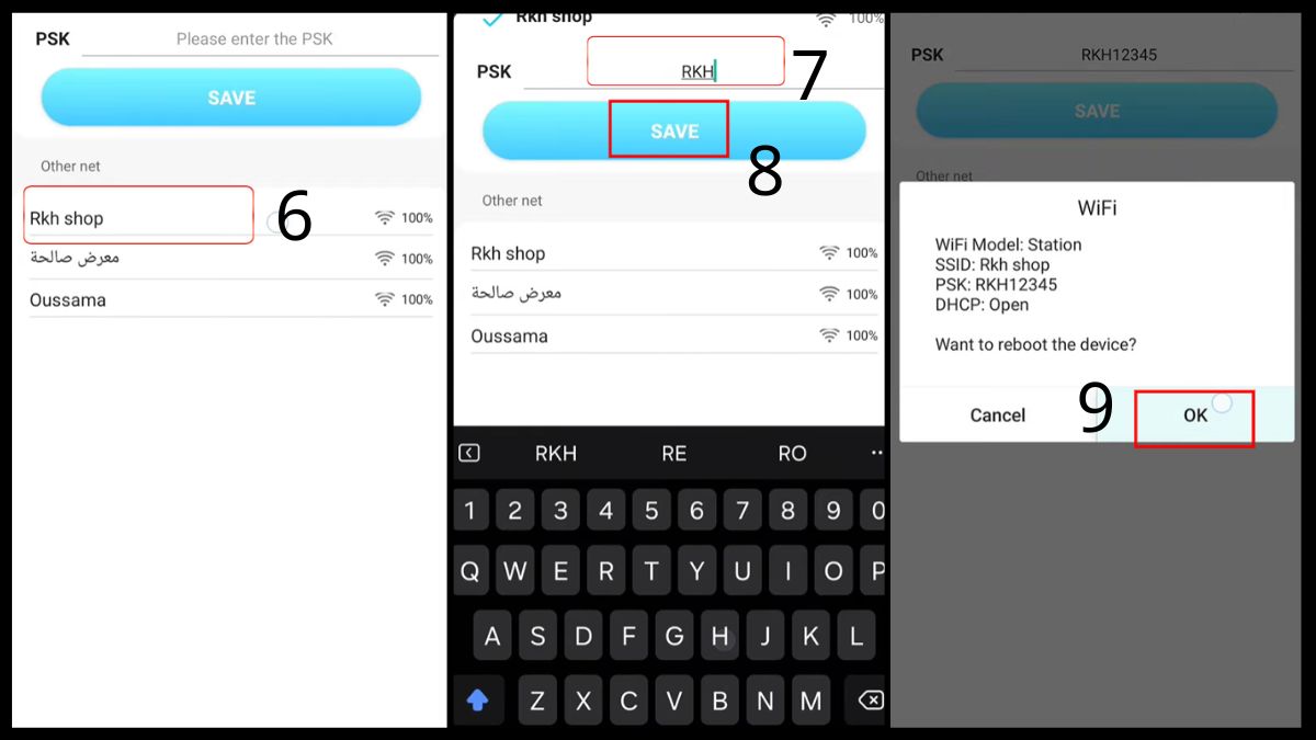Nhập WiFi và mật khẩu, sau đó chọn OK