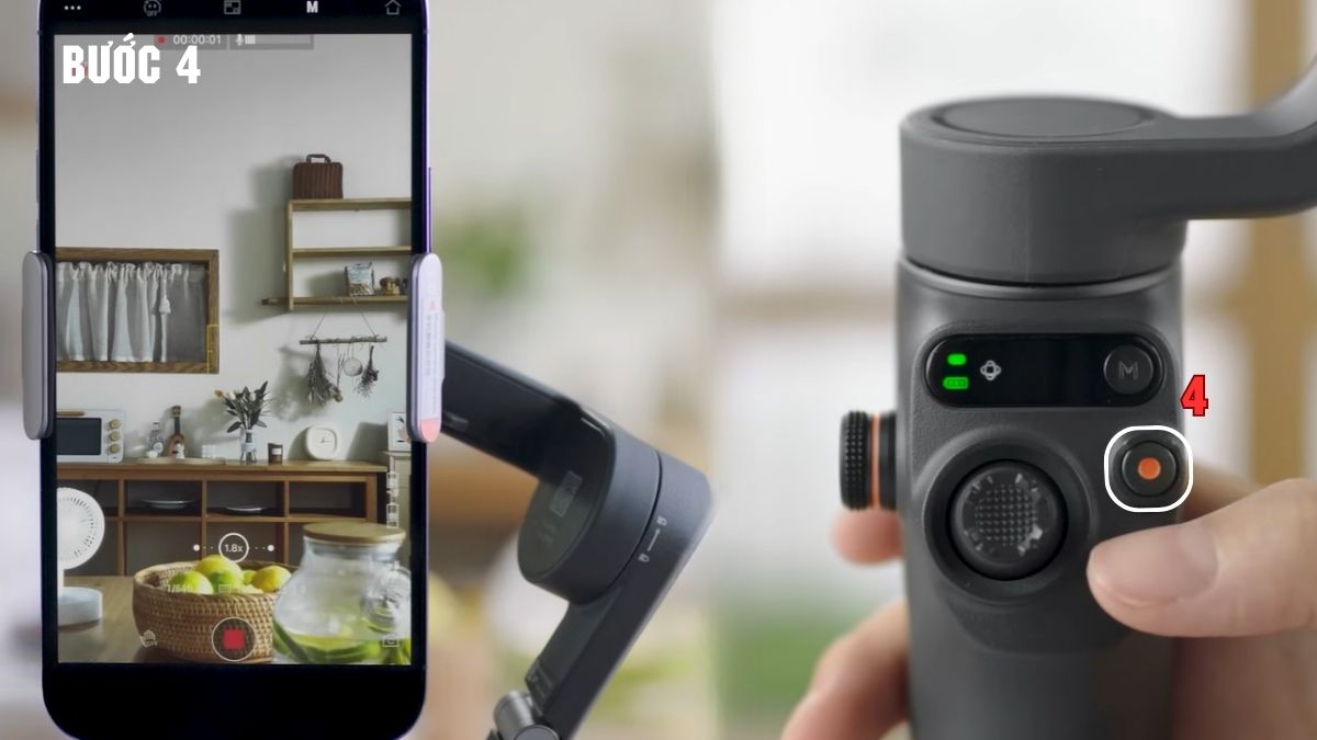 Bấm vào nút đỏ để thực hiện quay chụp