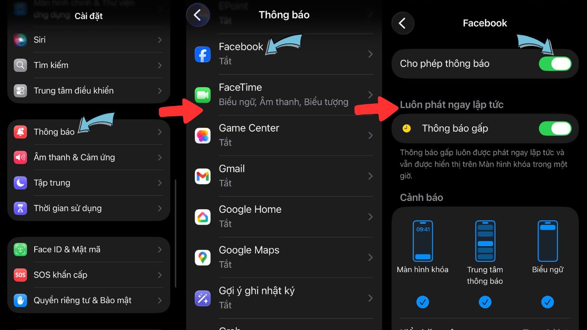 Cách bật thông báo ứng dụng