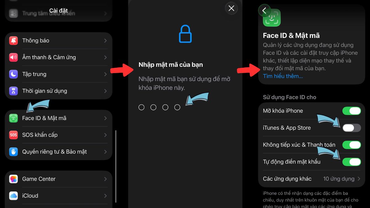 Thao tác sử dụng FaceID