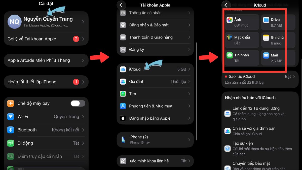Sử dụng iCloud