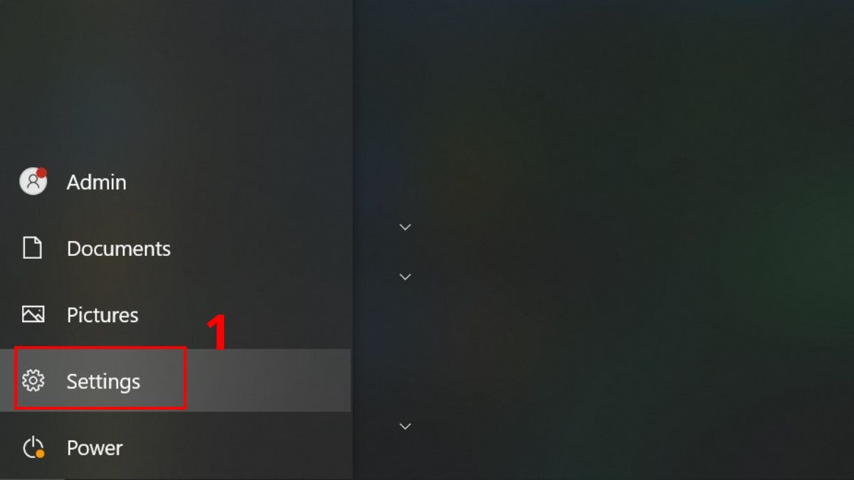 Truy cập vào mục Settings