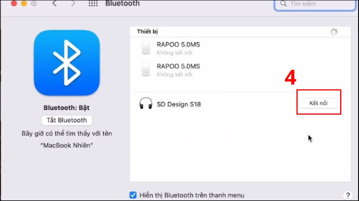 Chọn Kết nối với tai nghe Bluetooth