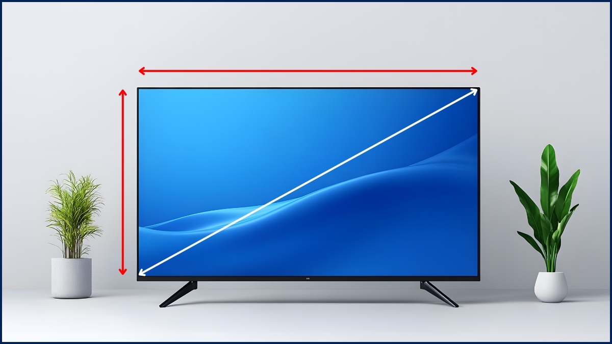 Từ số inch của đường chéo màn hình có thể đổi ra chiều dài và chiều cao Tivi