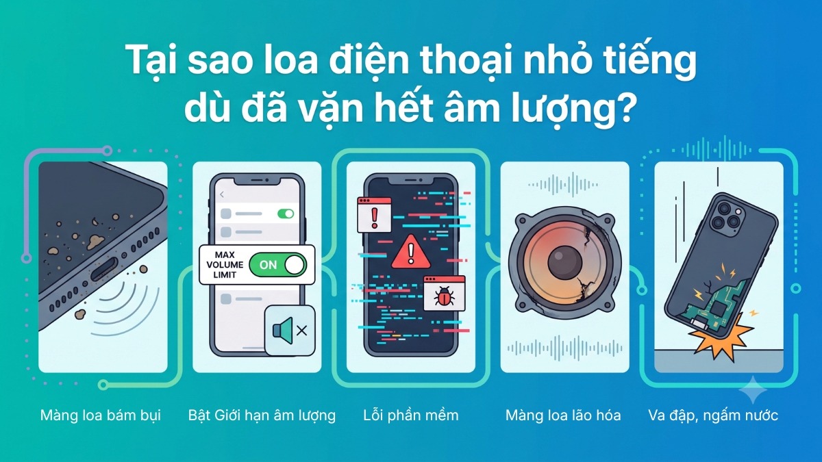 Nguyên nhân loa điện thoại nhỏ tiếng dù đã vặn hết âm lượng