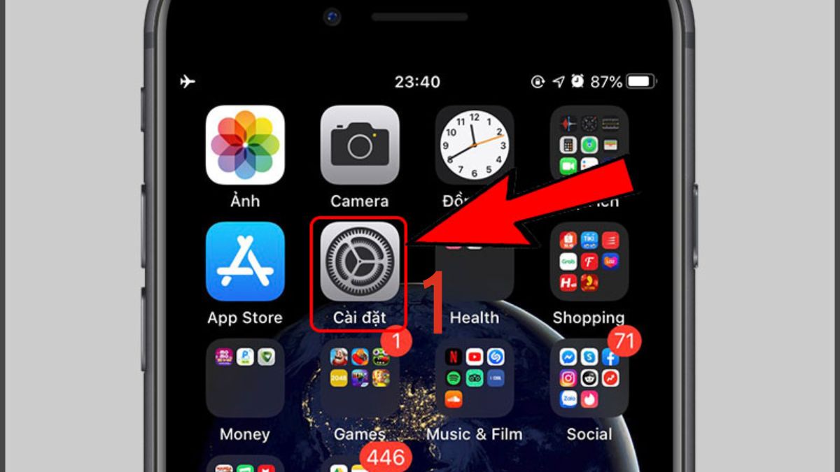 Mở ứng dụng Cài đặt trên iPhone