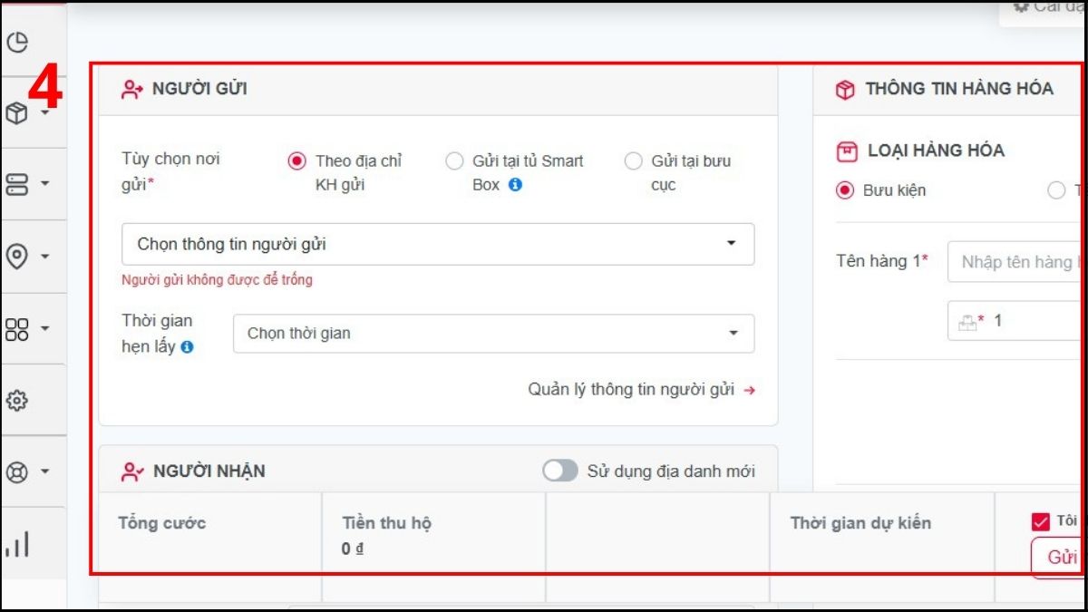 Nhập đầy đủ thông tin hiển thị chi tiết trên màn hình
