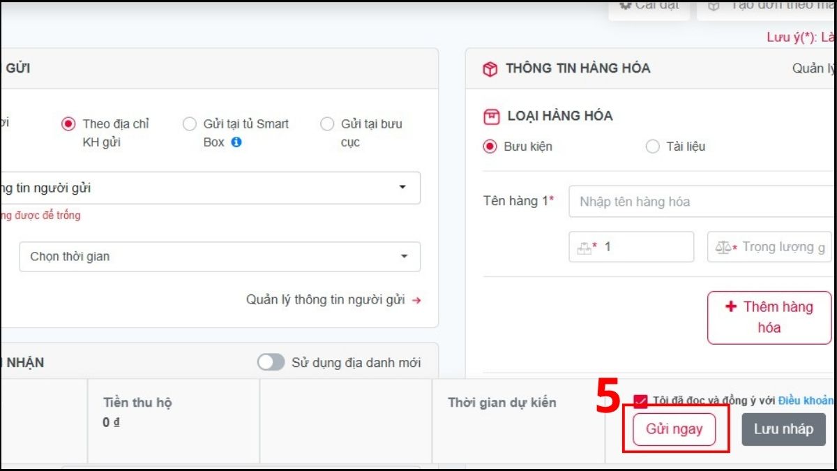 Ấn Gửi ngay