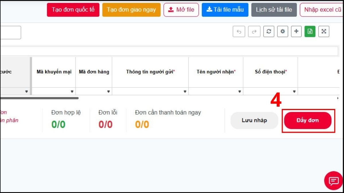 Nhấn vào Đẩy đơn