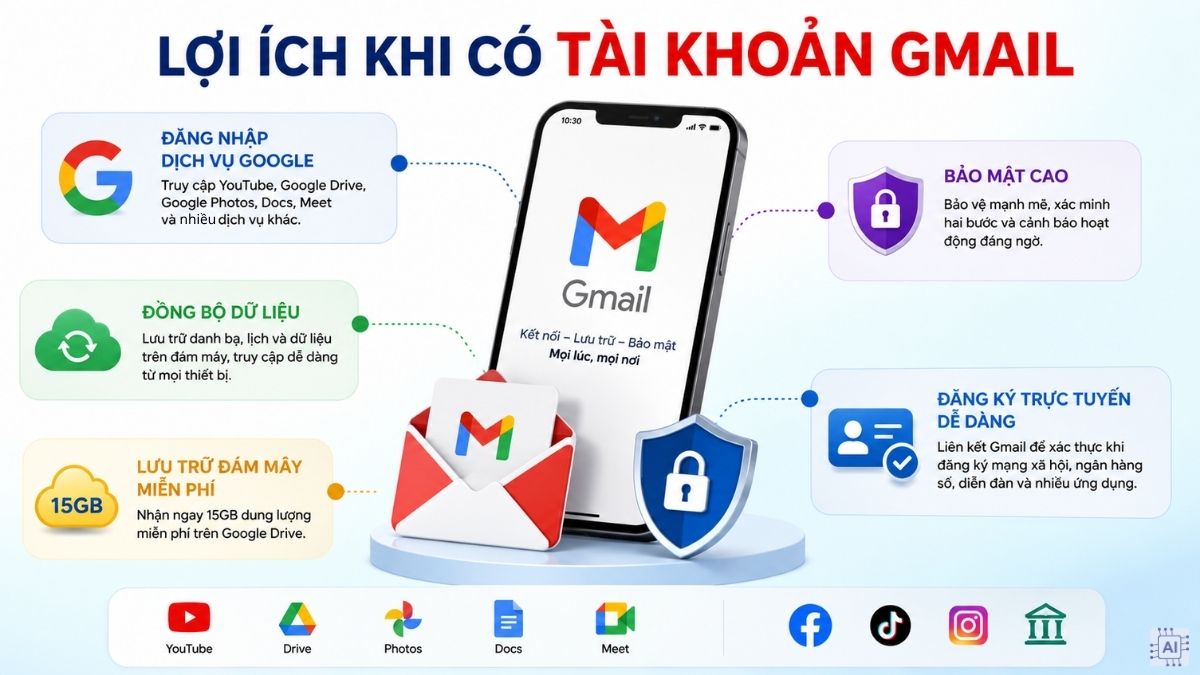 Lợi ích khi có tài khoản Gmail