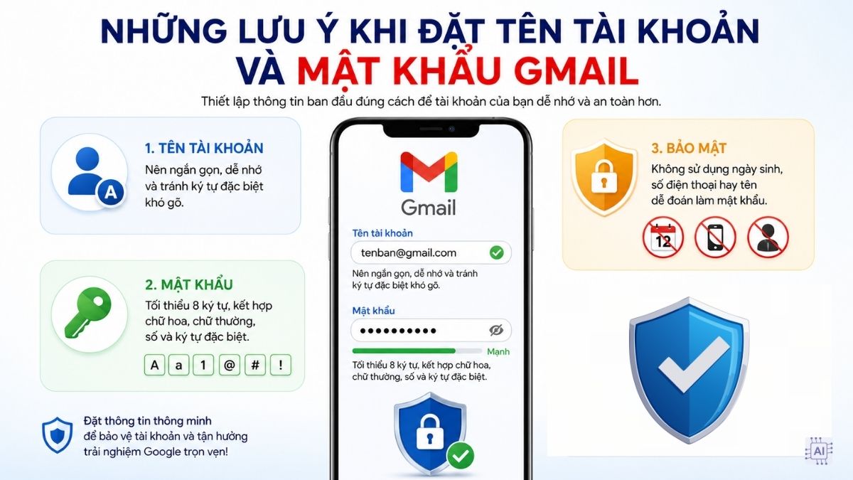 Lưu ý khi đặt tên và mật khẩu