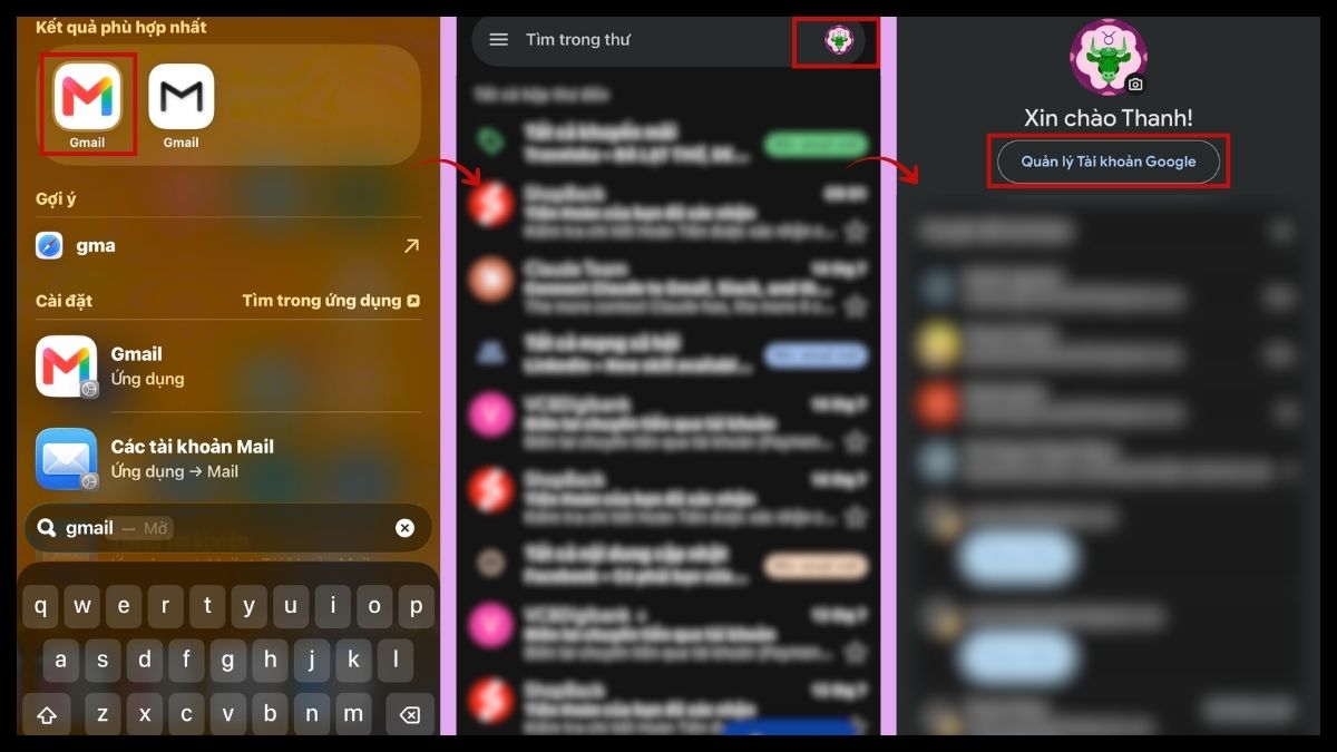 Vào mục Quản lý Tài khoản Google