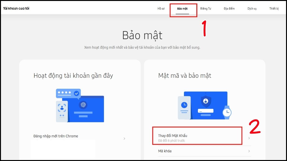 Thực hiện thao tác cập nhật mật khẩu