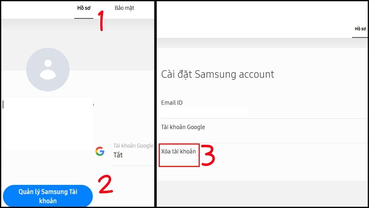 Xóa tài khoản Samsung Account