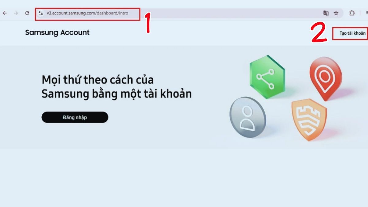 Truy cập website account.samsung.com