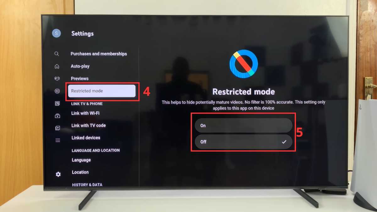 Tìm đến mục Chế dộ hạn chế