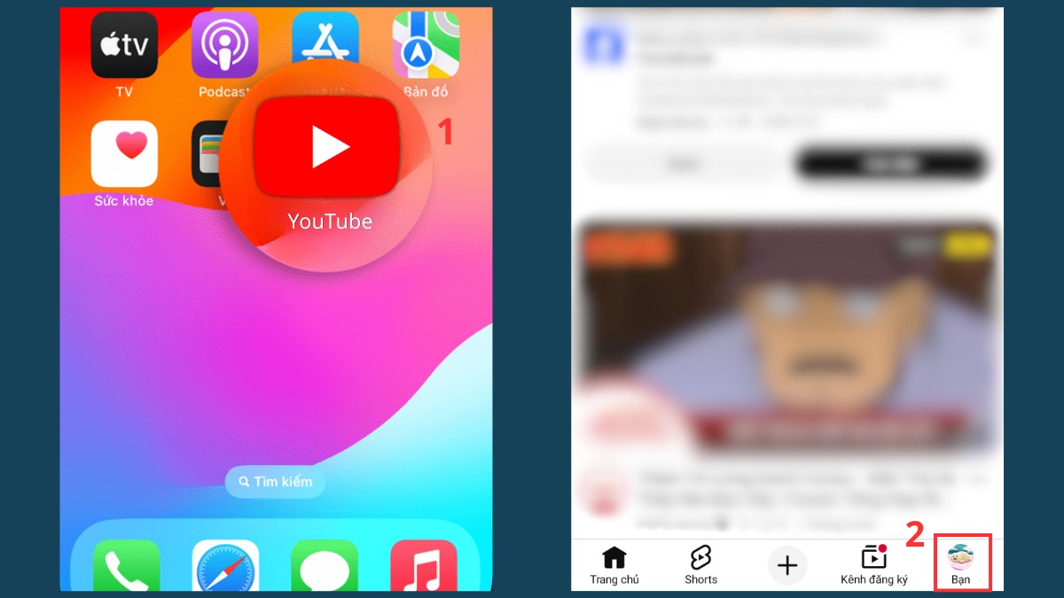 Chọn vào mục Tài khoản YouTube