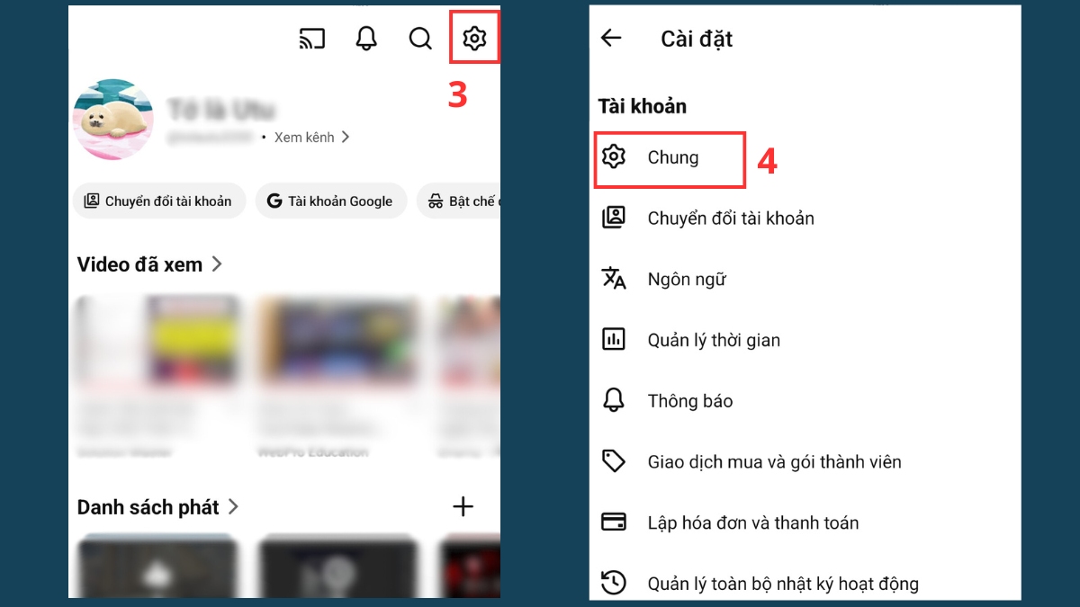Vào mục Cài đặt