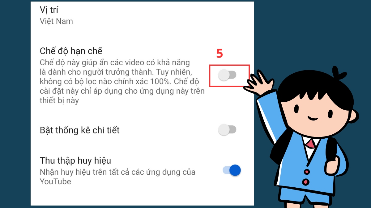 Gạt nút Chế độ hạn chế
