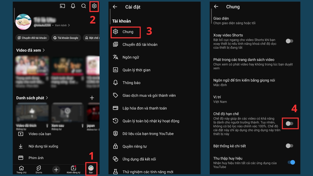 Tắt Restricted Mode trên Android