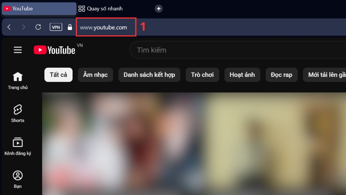Mở YouTube trên trình duyệt