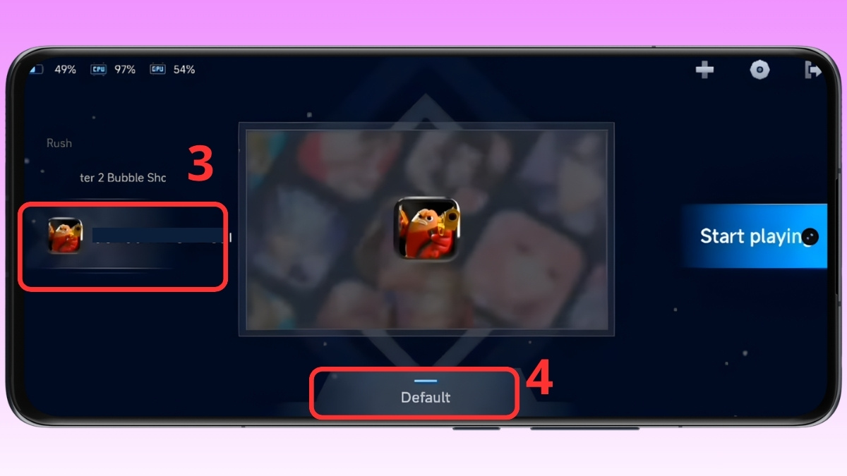 Chọn tựa game và nhấn vào ô Mặc định