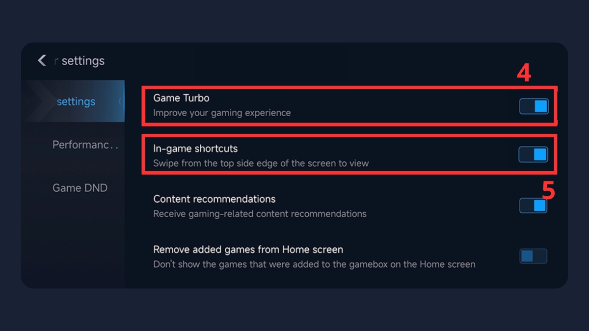 Khởi động Game Turbo