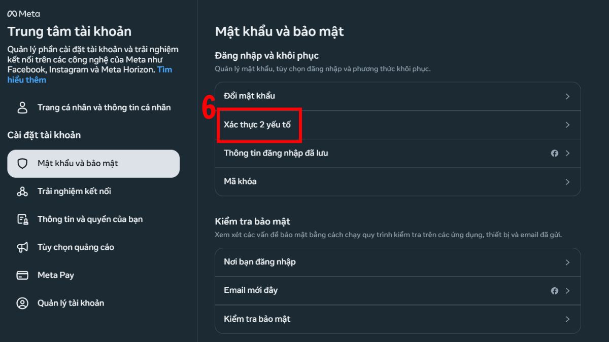Chọn Xác thực 2 yếu tố