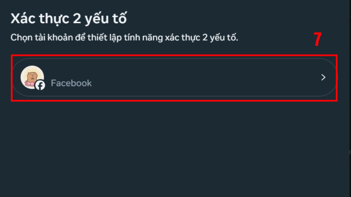 Chọn Xác thực 2 yếu tố