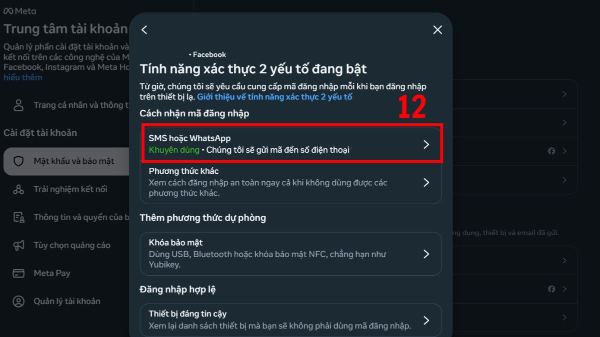 Click chọn SMS/WhatsApp và Gạt nút từ Bật sang Tất