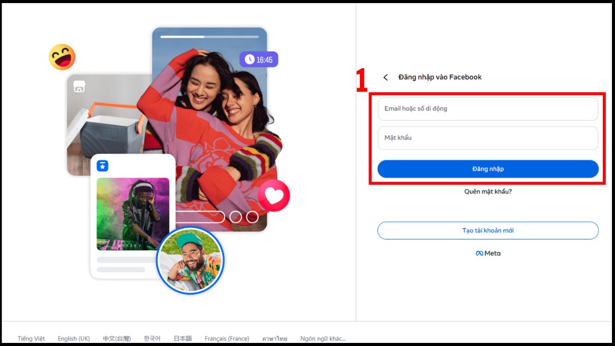 Đăng nhập vào Facebook trên điện thoại