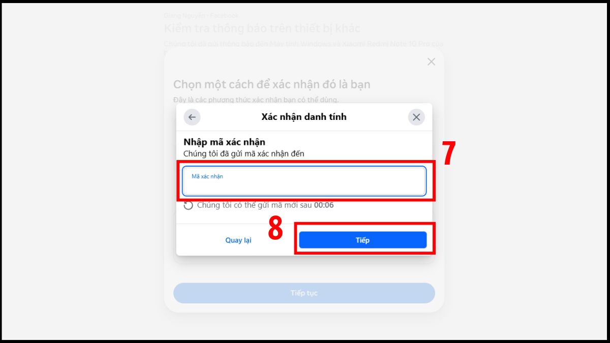Nhập mã xác nhận
