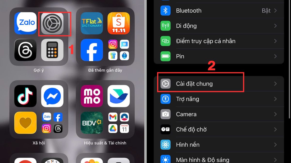 Truy cập vào mục Cài đặt chung