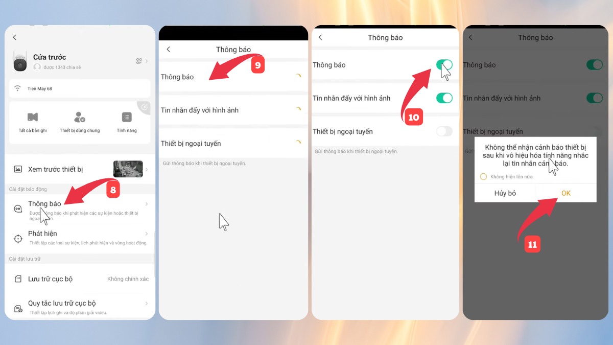 Tắt nút bật Thông báo
