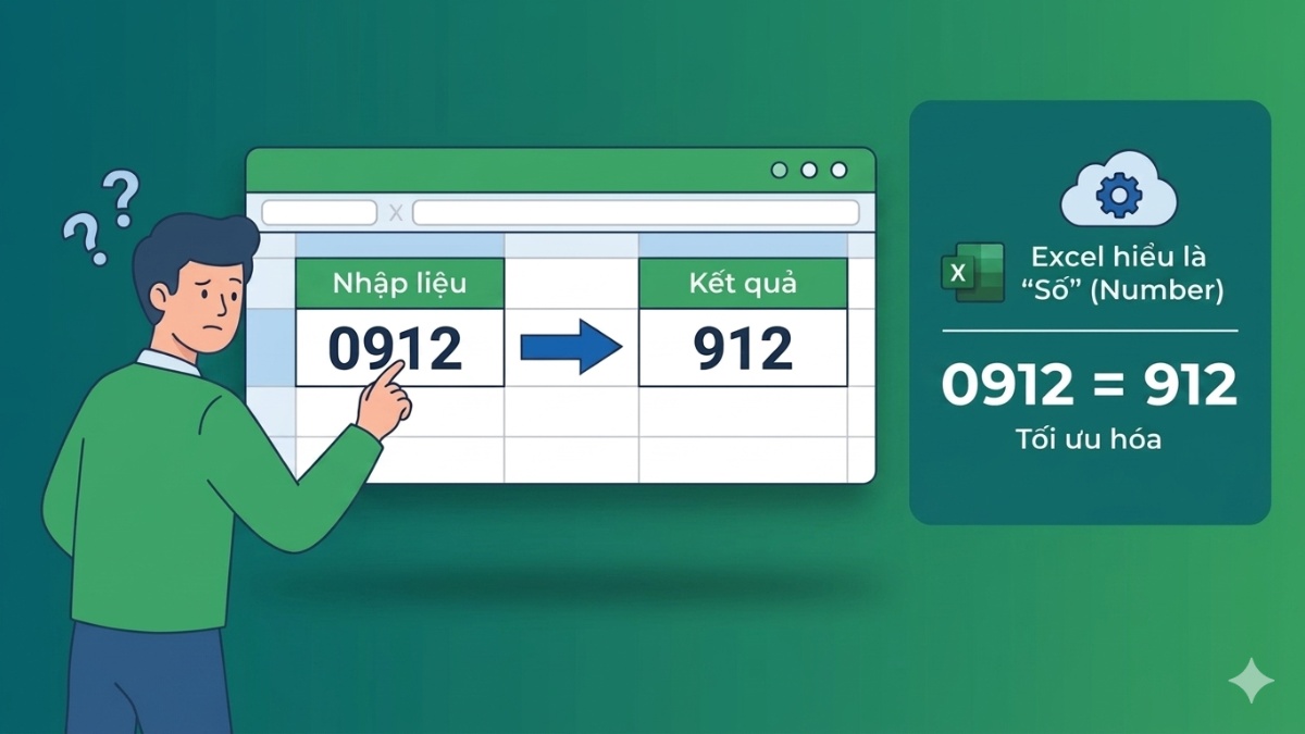 Nguyên nhân không thể thêm số 0 ở đầu dãy số