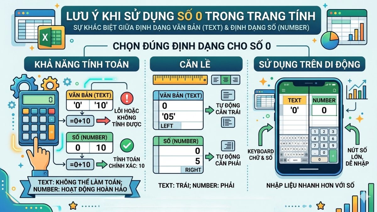 Các lưu ý cần biết khi dùng các cách thêm 0 vào đầu dãy số