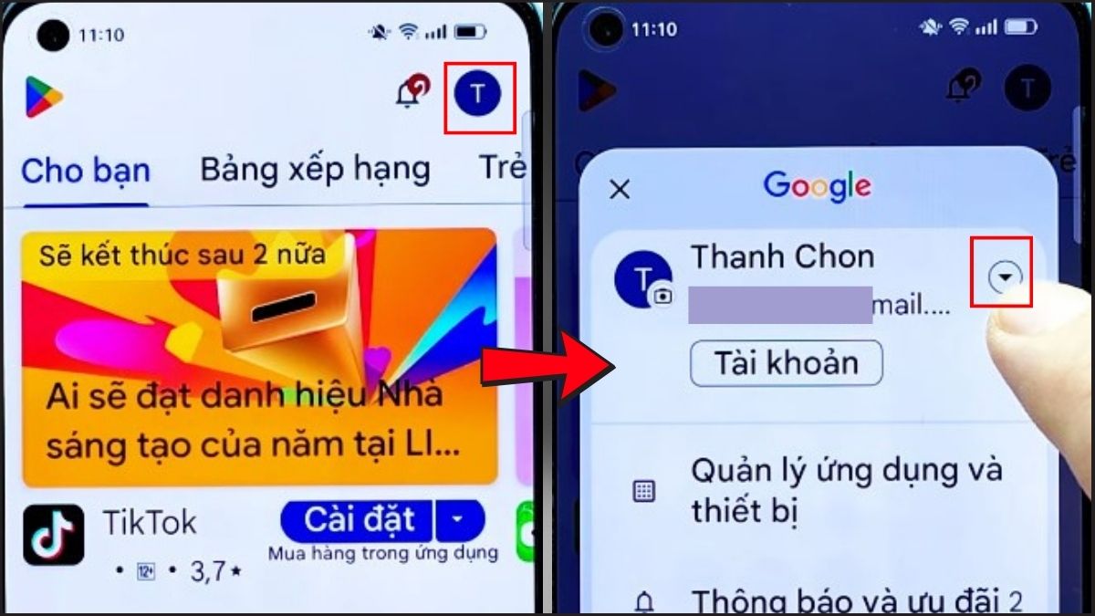 Mở ứng dụng CH Play