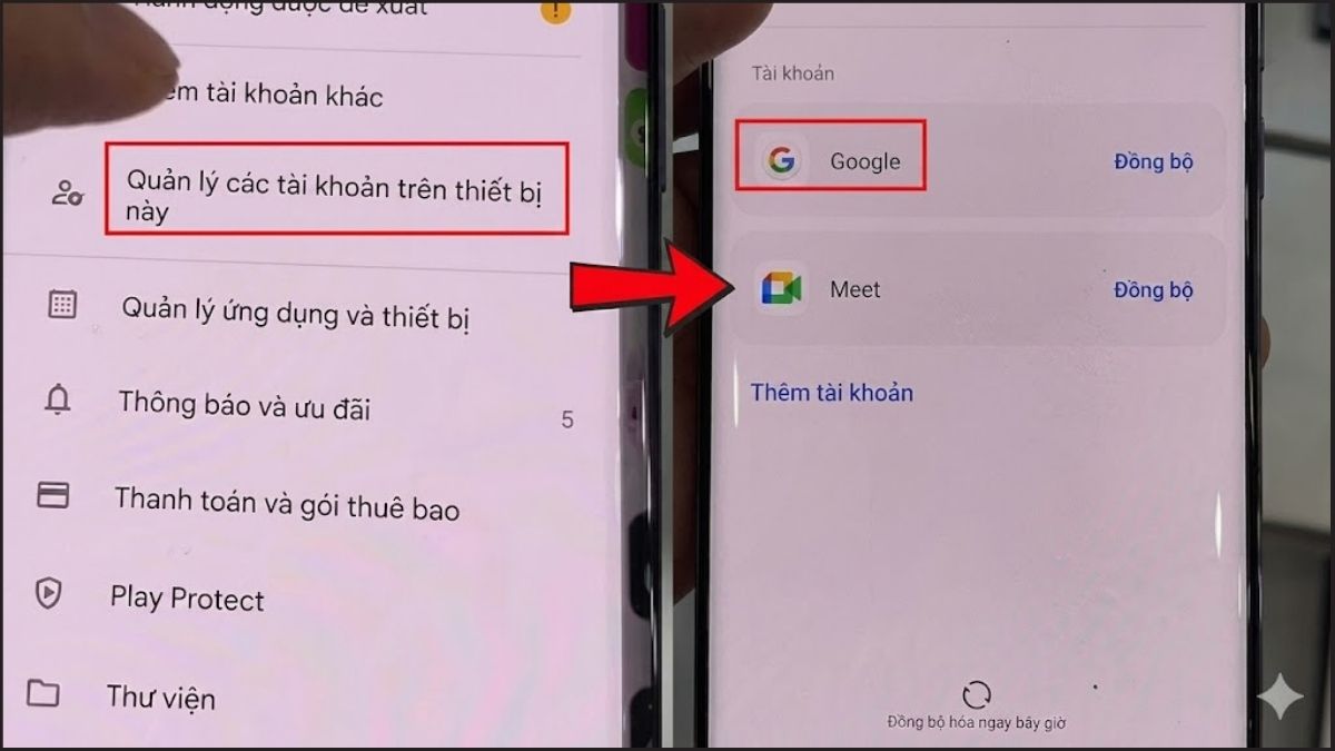 Chọn tài khoản cần gỡ bỏ