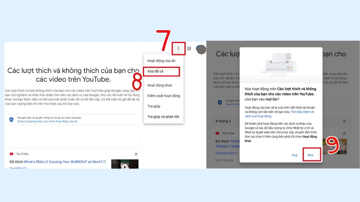 Cách xóa tất cả video đã thích trên youtube bằng laptop